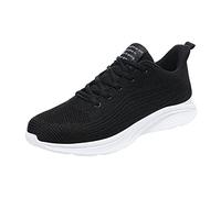 Scarpe da ginnastica da uomo bianco/nero per il tempo libero stretch su strada scarpe da corsa traspiranti scarpe sportive all'aperto con lacci alla moda scarpe casual all'aperto assorbimento degli