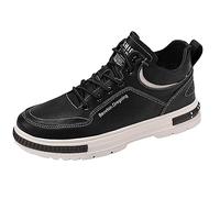 Scarpe da ginnastica da uomo, casual, in finta pelle scamosciata, con lacci, stile retrò, urbano, con suola piatta spessa, da indossare tutti i giorni, C1 Nero, 38.5 EU