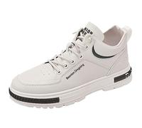 Scarpe da ginnastica da uomo, casual, in finta pelle scamosciata, con lacci, stile retrò, urbano, con suola piatta spessa, da indossare tutti i giorni, C1 Beige, 39.5 EU