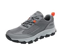 Scarpe da ginnastica da uomo casual, in rete traspirante, con lacci, scarpe da ginnastica piatte attive per tutti i giorni, colore nero, Grigio scuro, 39 2/3 EU