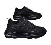 Scarpe da ginnastica da uomo con cuscinetto d'aria, supporto alla caviglia, in rete traspirante, con lacci, con suola antiscivolo, leggere, per camminata e corsa con supporto per arco plantare, Nero