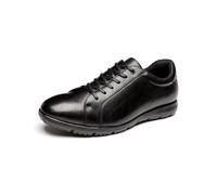 Scarpe da ginnastica da uomo con lacci, in pelle dal taglio basso, con solette anti-odore per supporto dell'arco plantare, leggere e comode, Nero , 42 2/3 EU