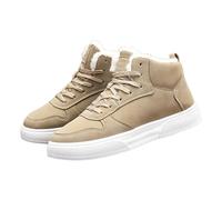 Scarpe da ginnastica da uomo con lacci, invernali, basse, per atletica, camminata, palestra, casual, calde, foderate in pile, per attività all'aperto, leggere, antiscivolo, cachi, 38 2/3 EU