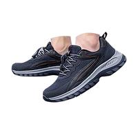 Scarpe da ginnastica da uomo con puntale in acciaio, casual, comode, senza lacci, leggere, da lavoro industriale, con fodera in rete, traspiranti, con cuscinetto d'aria, sneaker basse per attività