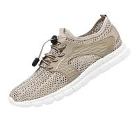 Scarpe da ginnastica da uomo con vestibilità larga, casual, vestibilità larga, in rete traspirante, con lacci regolabili, suola antiscivolo, leggere, per camminare, atletica, corsa, cachi, 42.5 EU