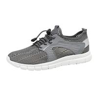 Scarpe da ginnastica da uomo con vestibilità larga, casual, vestibilità larga, in rete traspirante, con lacci regolabili, suola antiscivolo, leggere, per camminare, atletica, corsa, Grigio, 41 1/3 EU