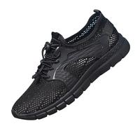 Scarpe da ginnastica da uomo con vestibilità larga, casual, vestibilità larga, in rete traspirante, con lacci regolabili, suola antiscivolo, leggere, per camminare, atletica, corsa, Nero , 39 1/3 EU
