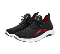 Scarpe da ginnastica da uomo con zeppa piatta, in rete traspirante, stile casual, con supporto per arco plantare, scarpe ortopediche con morbido cuscino spesso, con lacci, scarpe da corsa basse
