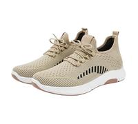 Scarpe da ginnastica da uomo con zeppa piatta, in rete traspirante, stile casual, con supporto per arco plantare, scarpe ortopediche con morbido cuscino spesso, con lacci, scarpe da corsa basse