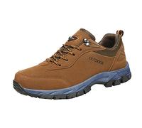 Scarpe da ginnastica da uomo in pelle, antiscivolo, impermeabili, con supporto per arco plantare, leggere, comode, per trail palestra, sport, con lacci, antiscivolo, Marrone, 40 2/3 EU
