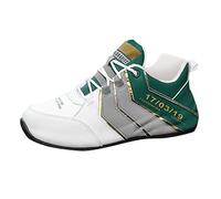Scarpe da ginnastica da uomo in pelle, antiscivolo, traspiranti, comode, con supporto per arco plantare, leggere, antiscivolo, piatte, con lacci, Verde, 40 2/3 EU