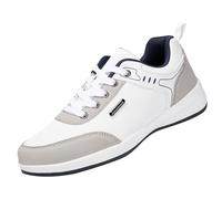 Scarpe da ginnastica da uomo in pelle, casual, con lacci, impermeabili, antiscivolo, bianco, 42 1/3 EU
