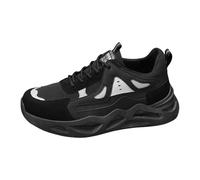 Scarpe da ginnastica da uomo in pelle, con lacci, scarpe sportive, ortopediche, da jogging, impermeabili, leggere, per il tempo libero, antiscivolo, comode, per l'allenamento, Nero , 41 EU