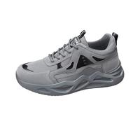 Scarpe da ginnastica da uomo in pelle, con lacci, scarpe sportive, ortopediche, da jogging, impermeabili, leggere, per il tempo libero, antiscivolo, comode, per l'allenamento, grigio., 40 EU