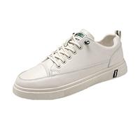 Scarpe da ginnastica da uomo in pelle, leggere e comode, facili da chiudere, casual, da lavoro, basse e antiscivolo, chiuse, chic, da trekking, per interni ed esterni, Beige, 41 1/3 EU