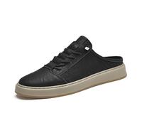 Scarpe da ginnastica da uomo in pelle morbida traspirante casual zoccoli scarpe da esterno comfort slip-on camminare guida mocassini, Nero , 39 1/3 EU