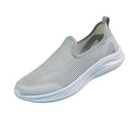 Scarpe da ginnastica da uomo in rete, larghe, piatte, senza lacci, ortopediche, traspiranti, estive, con supporto per arco plantare, leggere, comode, da jogging, 1 Cenere Chiaro, 39.5 EU