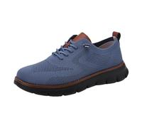 Scarpe da ginnastica da uomo in rete Oxford con lacci, leggere, casual, comode, traspiranti, suola morbida, scarpe casual da uomo, Azzurro e nero., 39 EU