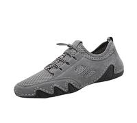 Scarpe da ginnastica da uomo in rete traspirante, con lacci, casual, suola morbida, comode, alla moda, leggere, antiscivolo, per guida quotidiana, jogging, viaggi, Grigio, 40 2/3 EU