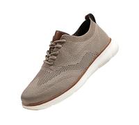 Scarpe da ginnastica da uomo in rete traspirante, leggere, antiscivolo, per escursionismo, trekking, scarpe basse con lacci, comode, casual, con zeppa, Beige, 44 EU