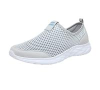 Scarpe da ginnastica da uomo in rete traspirante, leggere, casual, comode, tutte nere, per il tempo libero quotidiano, Grigio, 41.5 EU