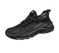 Scarpe da ginnastica da uomo in rete traspirante, leggere, con cavità, comode, ortopediche, con plantare morbido, antiscivolo, comode, casual, per interni ed esterni, Nero , 39 2/3 EU