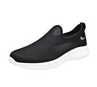 Scarpe da ginnastica da uomo in rete, traspiranti, leggere, per escursionismo, camminata, antiscivolo, comode, facili da chiudere, casual, senza lacci, chic, per jogging e attività all'aperto, Nero