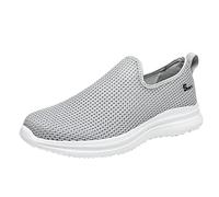 Scarpe da ginnastica da uomo in rete, traspiranti, leggere, per escursionismo, camminata, antiscivolo, comode, facili da chiudere, casual, senza lacci, chic, per jogging e attività all'aperto, Grigio