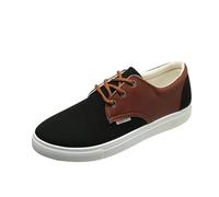 Scarpe da ginnastica da uomo in tela, casual, basse, con fondo spesso, Nero , 38 2/3 EU