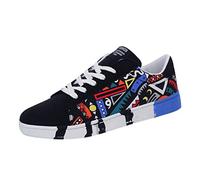 Scarpe da ginnastica da uomo in tela, con lacci, alla moda, graffiti, skate, atletiche, corsa, camminata, scarpe da ginnastica classiche casual, basse