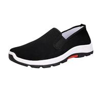 Scarpe da ginnastica da uomo in tela, leggere, morbide, traspiranti, in tela, comode, per il tempo libero, semplici e nere, bianco, 42 EU