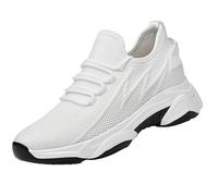 Scarpe da ginnastica da uomo invisibili in altezza, leggere, da jogging, antiscivolo, comode, leggere, da corsa su strada, 6/8/10 cm più grandi, Bianco 6 Cm, 37 EU