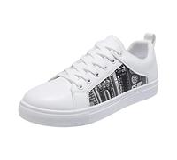 Scarpe da ginnastica da uomo larghe casual per tutti i giorni, estive | Scarpe da ginnastica piatte antiscivolo con fondo spesso, alla moda, con stampa, traspiranti, con lacci