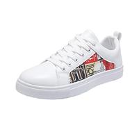 Scarpe da ginnastica da uomo larghe casual per tutti i giorni, estive | Scarpe da ginnastica piatte antiscivolo con fondo spesso, alla moda, con stampa, traspiranti, con lacci