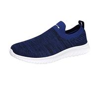 Scarpe da ginnastica da uomo larghe in rete traspirante, scarpe da ginnastica piatte, antiscivolo, leggere, comode, da corsa, tinta unita, casual, a maglia, per lavoro all'aperto, Blu, 39 2/3 EU
