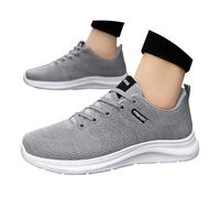 Scarpe da ginnastica da uomo, leggere, comode, in tinta unita, con lacci, casual, in rete traspirante, antiscivolo, suola spessa, con cuscinetto d'aria, parte bassa per l'uso quotidiano, Grigio, 38 2