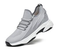 Scarpe da ginnastica da uomo leggere traspiranti per sollevamento pesi, altezza 10 cm/8 cm/6 cm, scarpe con zeppa leggera antiscivolo, invisibile, altezza incredibile, elevatore, scarpe, Grigio 6 cm