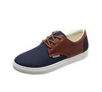 Scarpe da ginnastica da uomo, morbide, piatte, con lacci, in tela, leggere, comode, casual, basse, in tela, antiscivolo, ortopediche, per escursioni, camminate, scarpe comode da barca, Blu, 40 2/3 EU