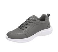 Scarpe da ginnastica da uomo per camminare, corsa, senza lacci, leggere, da tennis, casual, da palestra, comode, morbide e traspiranti, in rete, Grigio, 42 EU