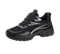Scarpe da ginnastica da uomo per camminare, corsa, sportive, in maglia, con suola spessa imbottita, per uso quotidiano, palestra, fitness, tempo libero, urbano, streetwear, Nero , 38 EU
