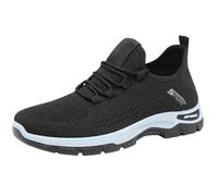 Scarpe da ginnastica da uomo per camminata e corsa, con lacci, leggere, traspiranti, casual, suola maculata, comfort per le uscite quotidiane per il tempo libero, Nero , 41 EU