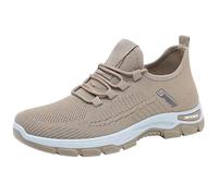 Scarpe da ginnastica da uomo per camminata e corsa, con lacci, leggere, traspiranti, casual, suola maculata, comfort per le uscite quotidiane per il tempo libero, cachi, 37.5 EU