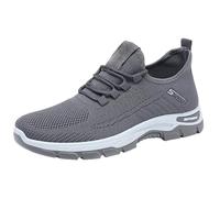 Scarpe da ginnastica da uomo per camminata e corsa, con lacci, leggere, traspiranti, casual, suola maculata, comfort per le uscite quotidiane per il tempo libero, Grigio, 38.5 EU
