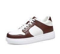 Scarpe da ginnastica da uomo rialzate 8 cm in pelle, scarpe da ginnastica con zeppe, scarpe piatte con lacci, tennis da skate misto, scarpe spesse per il tempo libero con pannelli | Camminare per
