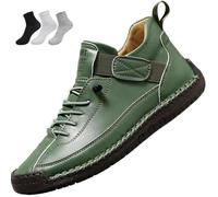Scarpe da ginnastica da uomo senza lacci, con punta larga, supporto per arco plantare, scarpe da ginnastica ortopediche da passeggio imbottite da uomo casual, Verde, 42 2/3 EU