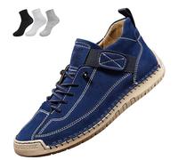Scarpe da ginnastica da uomo senza lacci, con punta larga, supporto per arco plantare, scarpe da ginnastica ortopediche da passeggio imbottite da uomo casual, Blu reale, 36 2/3 EU