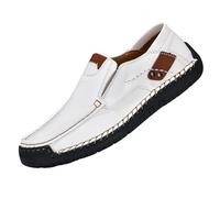 Scarpe da ginnastica da uomo senza lacci, con suola piatta, antiscivolo, leggere, comode, senza lacci, per il tempo libero, bianco, 47 EU