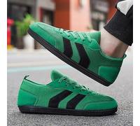 Scarpe da ginnastica da uomo, stile retrò dell'esercito tedesco, in pelle scamosciata verde e rete, scarpe da ginnastica basse antiscivolo per l'uso quotidiano, Verde, 43 EU