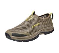 Scarpe da ginnastica da uomo, suola morbida, traspiranti, per il tempo libero, a rete, cave, da corsa, da uomo, comode scarpe estive, marrone, 42 EU