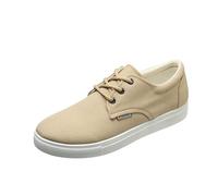 Scarpe da ginnastica da uomo, suola spessa, in tessuto, con lacci, per il tempo libero, comode, basse, in tela, antiscivolo, per il tempo libero, ortopediche, leggere, beige., 43 EU